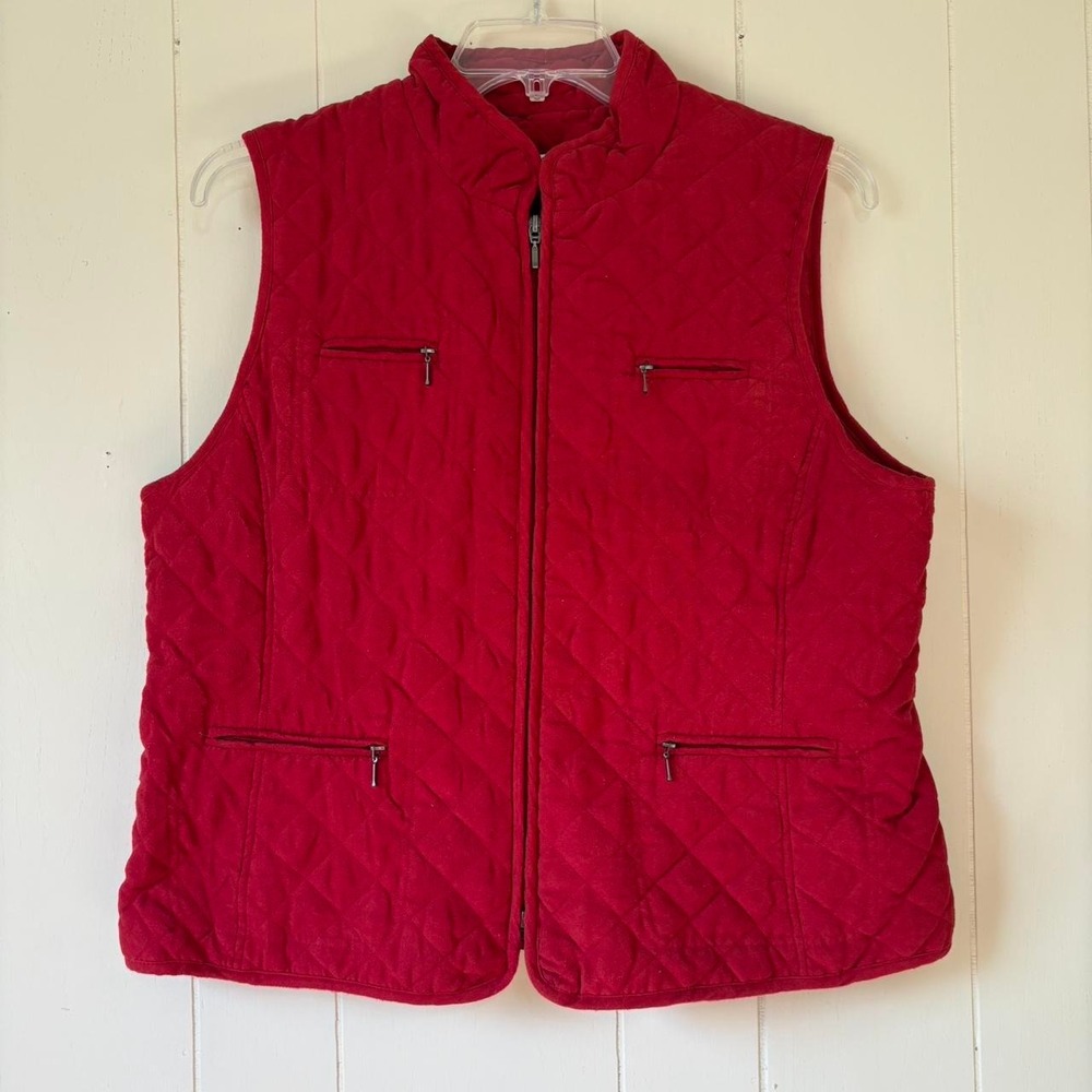 Croft & Barrow Red Quilted Zip Vest XL Women's Lightweight Puffer Vest